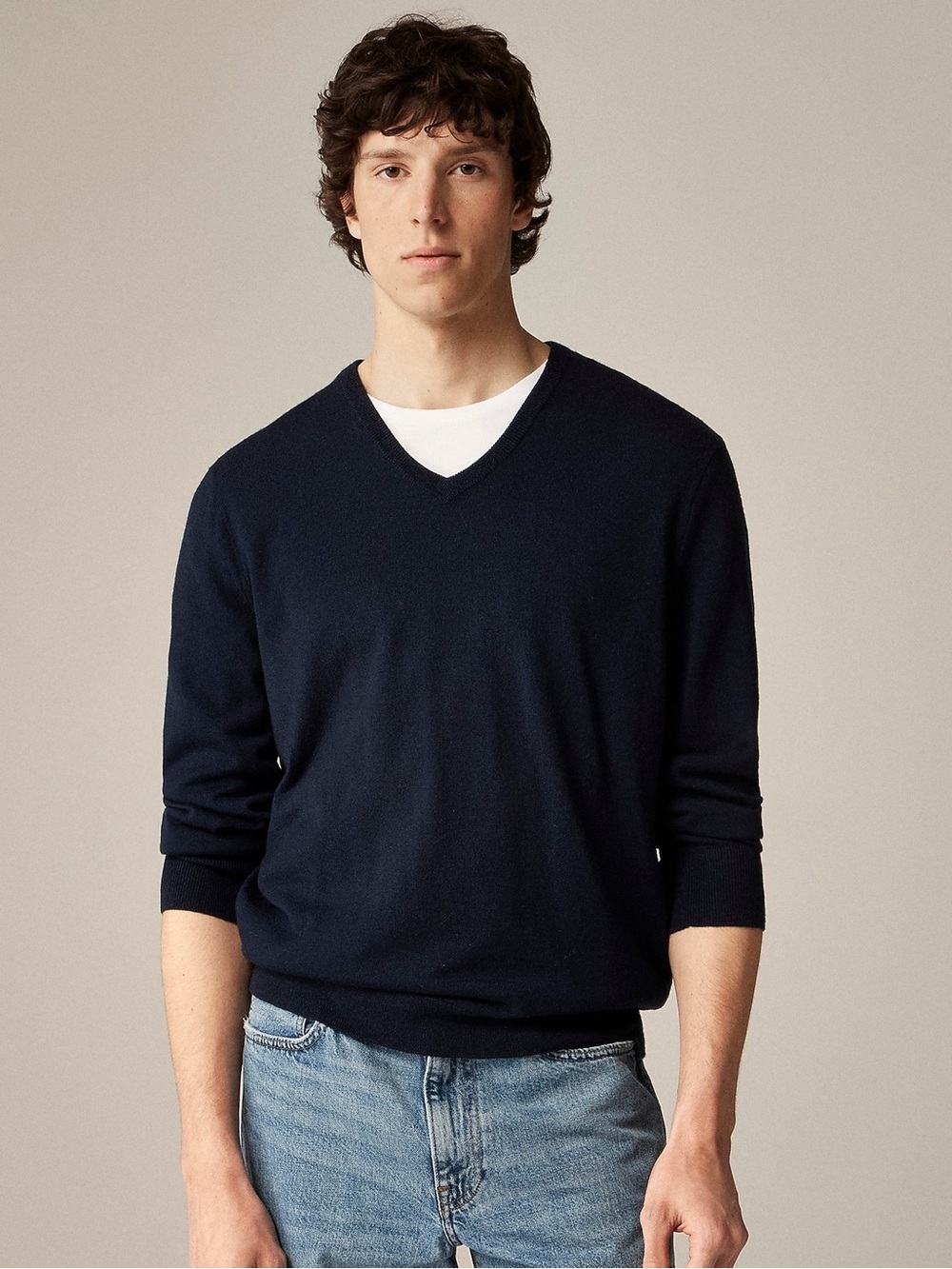 J. Crew Men's Deep Navy V-Neck Sweater